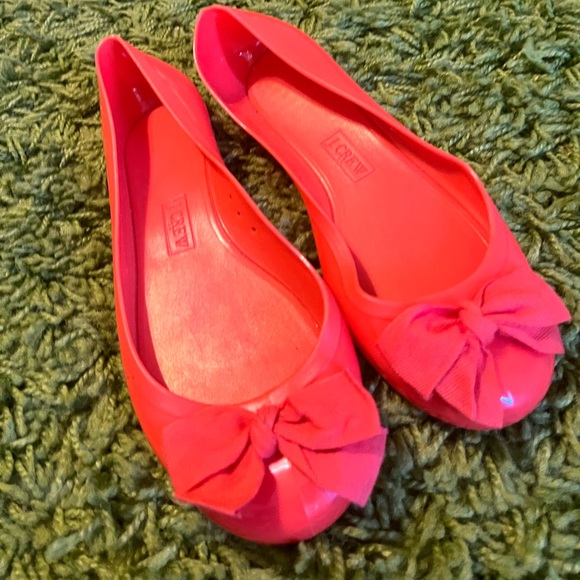 J.crew coral jelly flats w/bow ballet slip ons size 8 - Picture 7 of 7